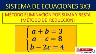 1021 SISTEMA DE ECUACIONES 3X3  ab3 ac8  b2c4 [upl. by Nessy]