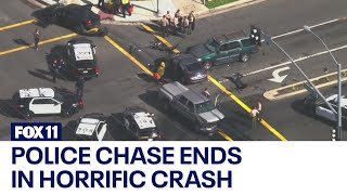 Police chase ends in horrific crash in Cerritos [upl. by Acsisnarf]