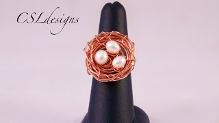 Adjustable wirework birds nest ring  Easter [upl. by Giarla]