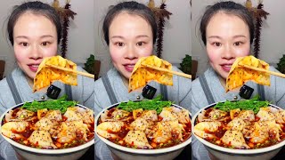 ASMR Eating Spicy Food Chinese Big Bowl Spicy Dumplings Soups Mukbang Fried Cakes And Vegetable [upl. by Eidassac698]