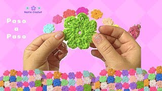 FLORES PEQUEÑAS TEJIDAS A CROCHET PARA DECORAR PASO A PASO [upl. by Shara]