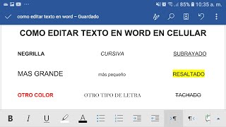 Como EDITAR y MODIFICAR TEXTO en WORD EN CELULAR [upl. by Richelle]