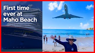 Carnival Celebration Cruise  St Maarten Maho Beach Color My World DJ Evolution Party [upl. by Agee]