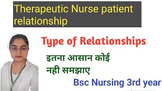 Therapeutic Nurse patient relationship Type of relationship  BSc nursing 3rd year [upl. by Yelrahs]