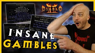 Many AMAZING and Rare Uniques Found While Gambling  Diablo 2 Resurrected [upl. by Celestina25]