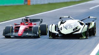 Ferrari F1 2022 F175 vs Lamborghini V12 Vision GT at Monza GP [upl. by Charissa]