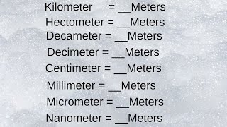 killometer hectometer decameter decimeter meter millimeter micrometer nanometer to meters [upl. by Nnaoj]