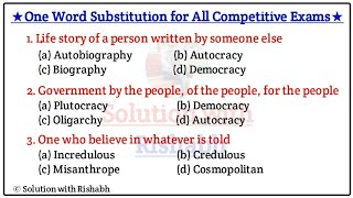 Most Important One word substitution One word substitution for all competitive exams Part03 [upl. by Sabina533]