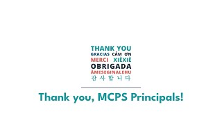 Principal Thank You Message from MCPS Students amp Staff [upl. by Jehu]