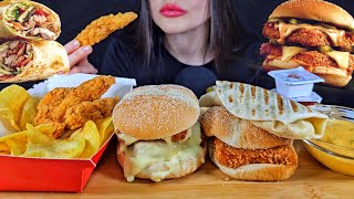 ASMR FAST FOOD  EATING CRISPY CHICKEN BURGER SHAWARMA MUKBANG [upl. by Atirahs]