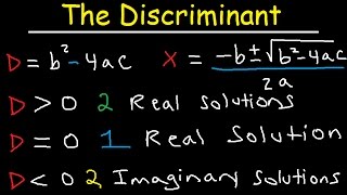 How To Determine The Number of Real and Imaginary Solutions Using The Discriminant Equation [upl. by Aerdnak]