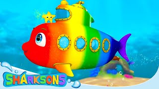 Rainbow Submarine  The Sharksons  Songs for Kids  Nursery Rhymes amp Kids Songs [upl. by Ynoep227]