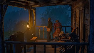 John Marston Watching Heavy Rain with Thunder on a Friends Porch With Micah and BillRDR2 ASMRSleep [upl. by Zebulen]