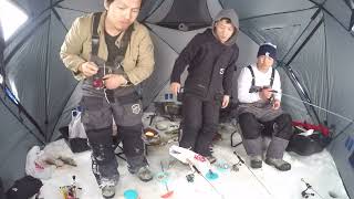 Ice fishing Leech Lake 12123 [upl. by Eisned]