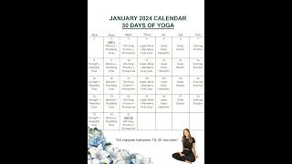 JANUARY 2024 CALENDAR  30 DAYS OF YOGA yoga [upl. by Ong]