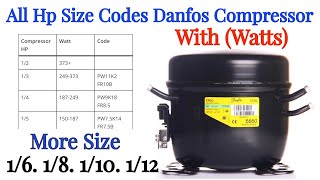 Danfoss Compressor All HP Size 141516 List With Watts Current [upl. by Loomis]