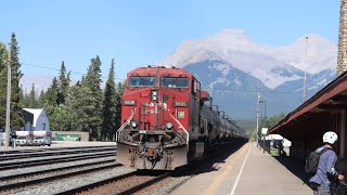 CP Heritage SD70ACU CP 8877 East Leads CP 200 At Banff Station [upl. by Sheridan408]