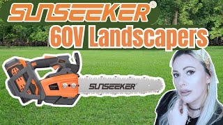 SUNSEEKER 60V commercial landscapers Grass Trimmer amp Brush Cutter Pole Hedger Tophandle Chainsaw [upl. by Gurias622]