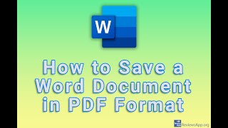 How to Save a Word Document in PDF Format [upl. by Rochette]