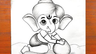 drawing ganesh ji easy  pencil drawing ganesha easy step by step  ganpati bappa sketch drawing [upl. by Yendor]