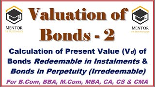 Valuation of Bonds amp Debentures 2  Valuation of Fixed Income Securities  Valuation of Debt [upl. by Oluas60]