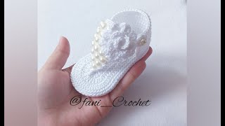 Sandalias a crochet o ganchillo  Modelo Melani  0 a 3 meses [upl. by Mishaan]