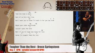 🎻 Tougher Than the Rest  Bruce Springsteen Bass Backing Track with chords and lyrics [upl. by Notneb829]