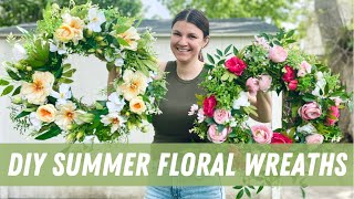 DIY spring and summer floral wreaths using up extra supplies How to make faux floral wreaths [upl. by Ycniuqed]