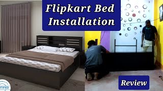 Flipkart Bed Review  Flipkart Perfect Homes Waltz Engineered Wood Queen Box Bed Installation  SUS [upl. by Atinot576]