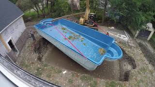 Fiberglass pool install timelapse part 1 [upl. by Claudina]