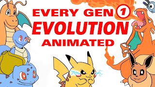 Every Gen 1 Pokemon Evolution Animated [upl. by Jestude]