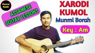 Xarodi Kumol  Munmi Borah  Assamese guitar lesson [upl. by Nebra]