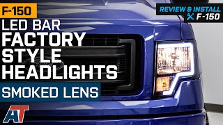 20092014 F150 LED Bar Factory Style Headlights with Amber Reflectors Smoked Lens Review amp Install [upl. by Hellman]