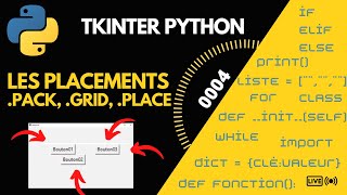 PYTHON TKINTER PLACEMENTS DES WIDGETS PACK GRID PLACE 0004 [upl. by Annahoj432]