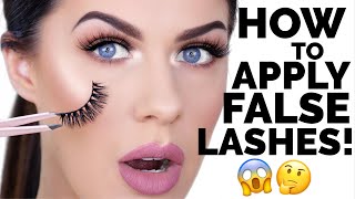 HOW TO APPLY FALSE EYELASHES FOR BEGINNERS  EASY amp FAST [upl. by Frentz691]