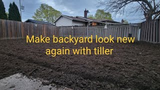 How to use a Home Depot tiller rental How to get the weeds out of the backyard easyRemoving weeds [upl. by Zellner]