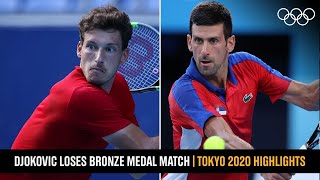 CarrenoBusta beats Djokovic 🎾  Tokyo2020 Highlights [upl. by Tager]