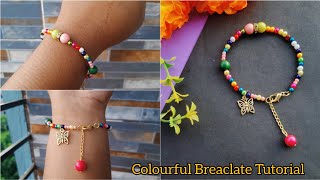 Unique Beaded Bracelet Making ✨🦋  Beaded Bracelet Tutorial ✨  Craft Jewellery Making 🌸🦋 Bracelet 🌸 [upl. by Fregger]