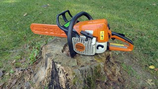 20 year old Stihl MS 250 chainsaw review and tree cutting [upl. by Nosecyrb]