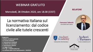 Webinar La normativa italiana sul licenziamento dal codice civile alle tutele crescenti [upl. by Eceertal]