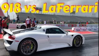 Porsche 918 vs Ferrari LaFerrari  father vs son racing at TX2k [upl. by Abbotson811]