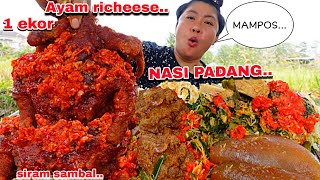 BAR BAR ‼️ 1 EKOR AYAM RICHEESE SIRAM SAMBAL  NASI PADANG PORSI JUMBO [upl. by Kapor215]