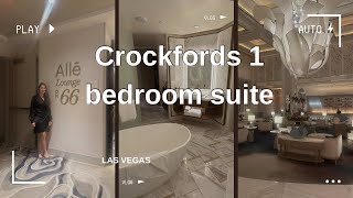 CROCKFORDS RESORTS WORLD LAS VEGAS 1 BEDROOM SUITE  FREE UPGRADE  YOU HAVE TO STAY HERE [upl. by Reagan533]