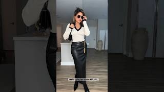 GRWM Styling Faux Leather Midi Skirt 💫 grwm ootd fashion style shorts tutorial beauty [upl. by Halladba]