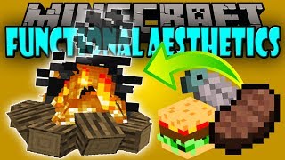 FUNCTIONAL AESTHETICS MOD  Cocina en Fogatas Sin carbón  Minecraft mod 1112 Review [upl. by Ybrik]