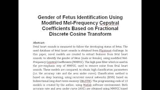 Gender of Fetus Identification Using Modified Mel Frequency Cepstral Coefficients Based on Fractiona [upl. by Etnuahc889]