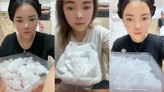 White Ice Eating ASMR  Crushed Ice  Ice Eating [upl. by Oalsinatse]