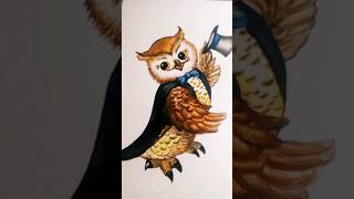 Paint with me a sticker design Lets make Art 🦉 Painting a dapper Owl art painting artwork [upl. by Eiramana95]