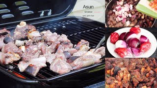 SPICY SAUCY ASUN RECIPE  SMOKEDGRILLED GOAT MEAT [upl. by Trik]