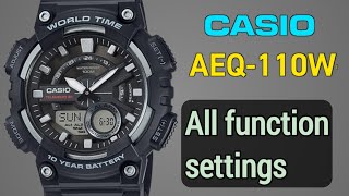 Casio World Time AEQ110W All Function Settings Tutorial  Module 5479 [upl. by Carolin470]